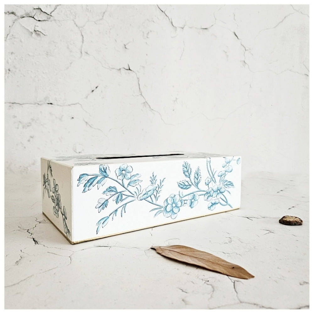 Summer White Tissue Box | Hand-Painted | Vintage Style Home Decor