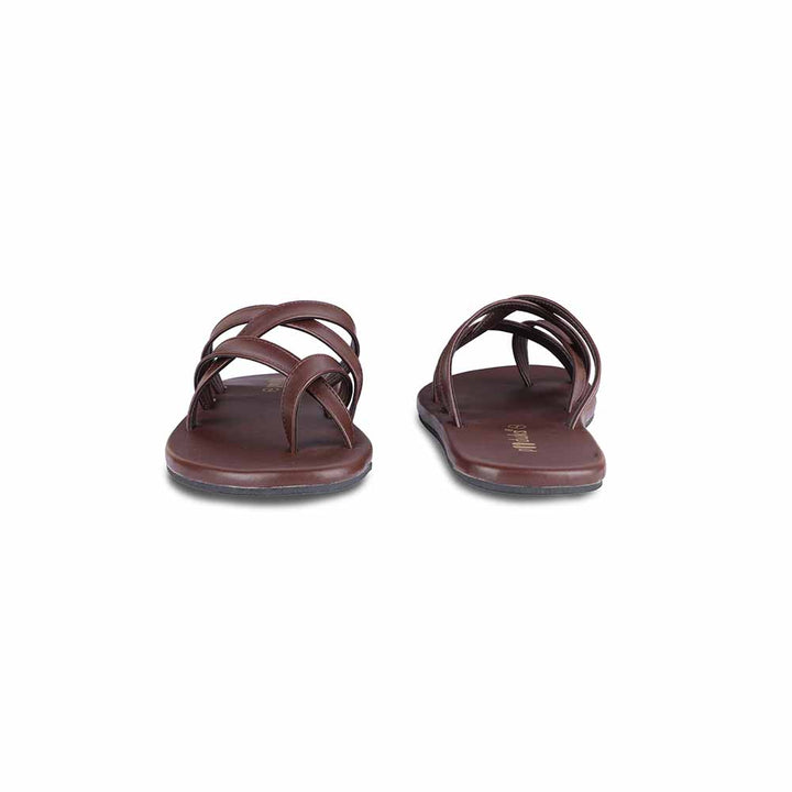 Radial Comfort Dark Brown Eco-friendly Men Flats | Crossover Straps for Comfort