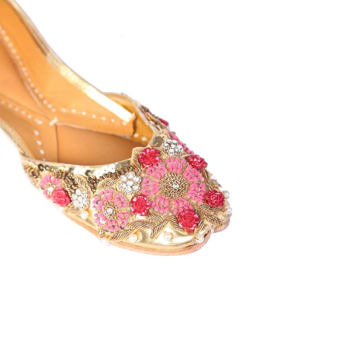 Pink Floral Embellished Women Jutti | Festive & Wedding Apt