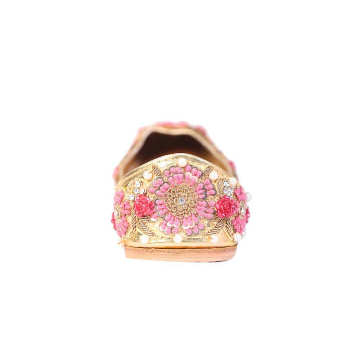 Pink Floral Embellished Women Jutti | Festive & Wedding Apt