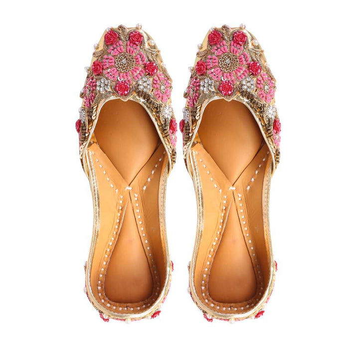 Pink Floral Embellished Women Jutti | Festive & Wedding Apt