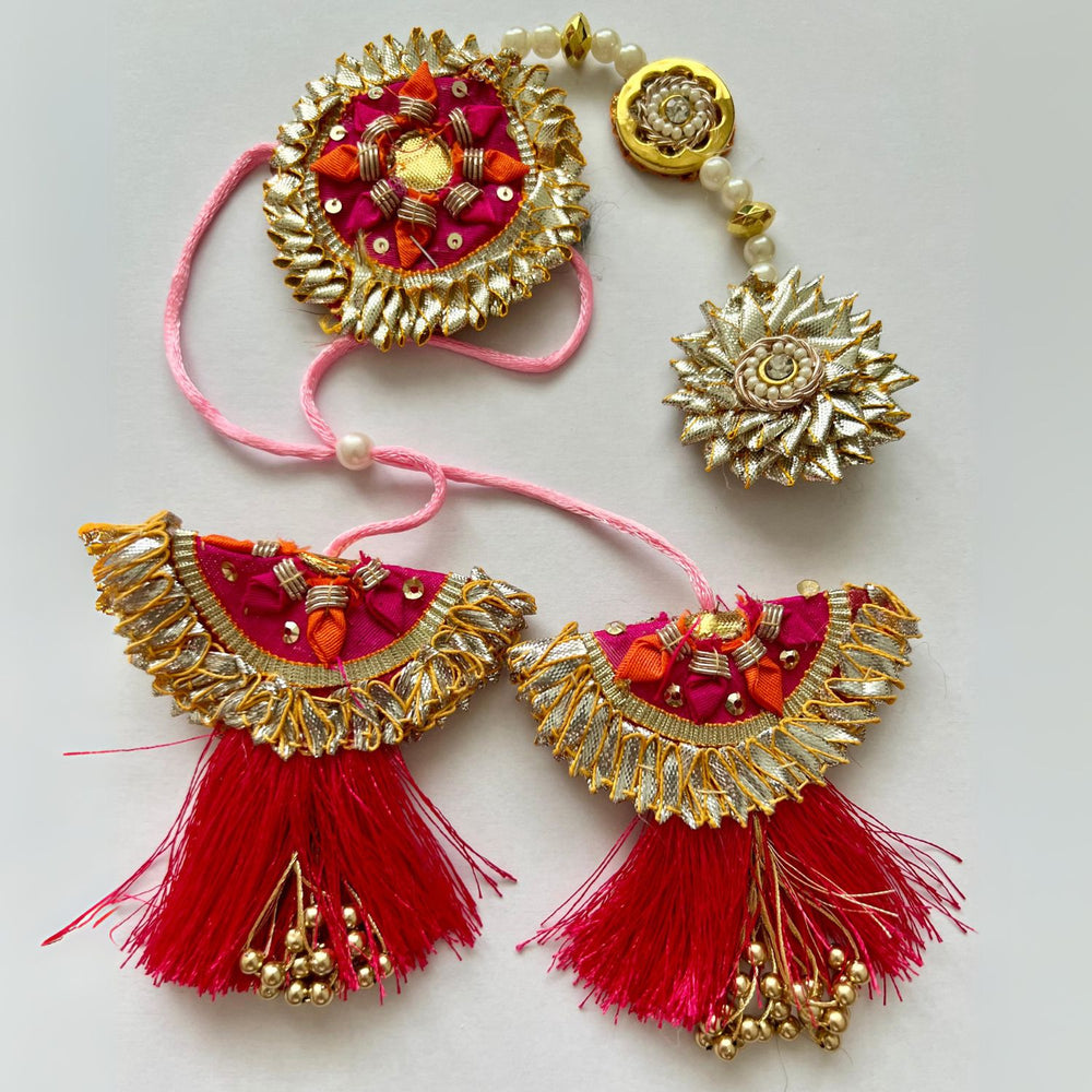 Sneh Gota Patti Rakhi And Lumba Set | Festive & Traditional | Pink & Golden