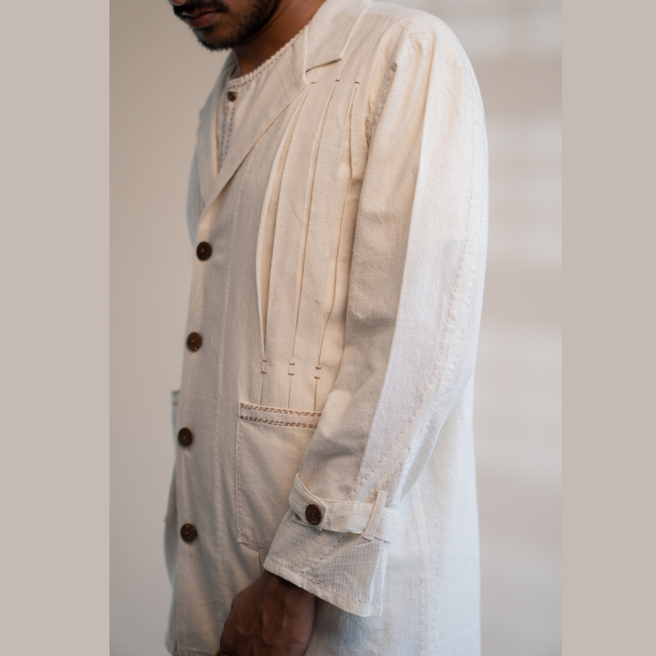 Pleated Blazer For Him & Her | Textured with Kantha Embroidery