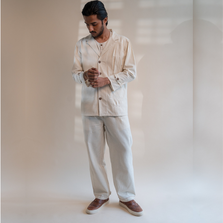 Pleated Blazer For Him & Her | Textured with Kantha Embroidery