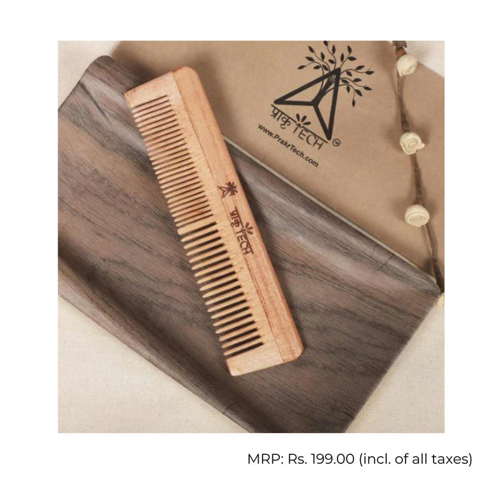 Neem Wood Hair Comb | Hand-Crafted | Anti-bacterial | Gentle On Scalp