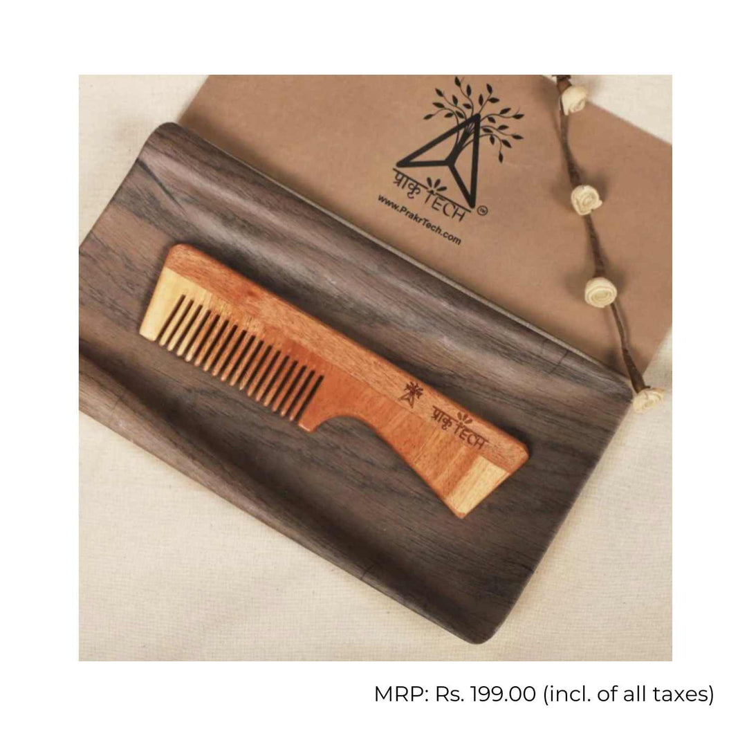 Neem Wood Handle Comb | Hand-Crafted | Anti-Hair Fall | Comfortable Grip