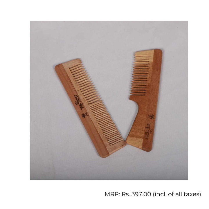 Neem Wood Comb Combo | Hand-Crafted | Eco-Friendly | Sustainable | Set Of 2