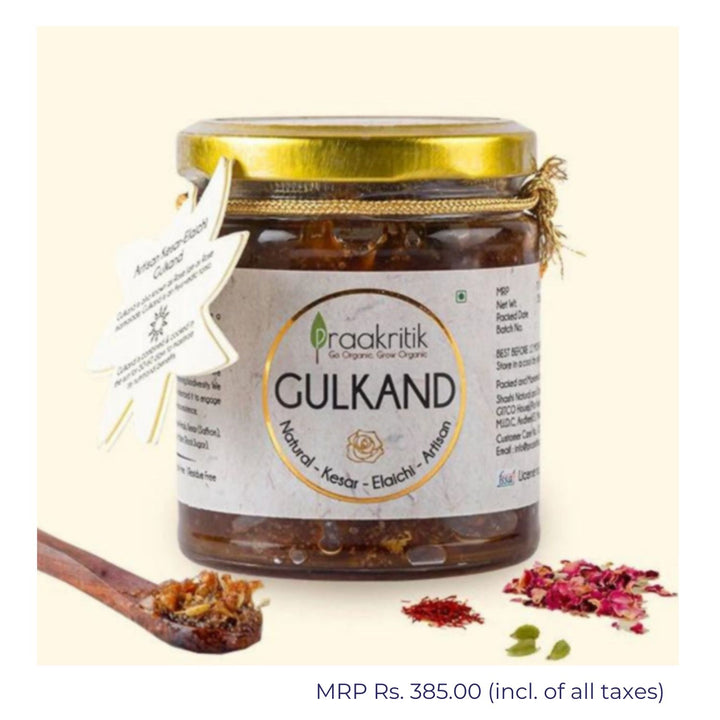 Organic Natural Kesar Elaichi Artisan Gulkand | Clear Skin & Digestive Health | 250 GM