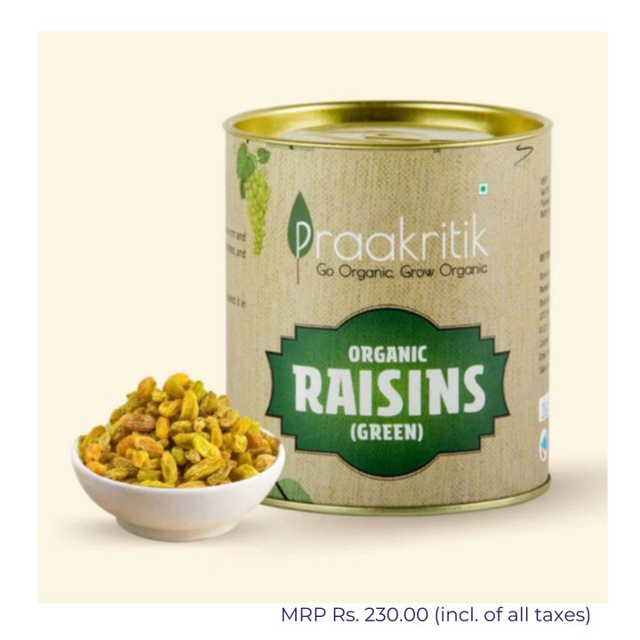 Organic Green Raisins | Sun-Dried Green Grapes | Adds Natural Sweetness | 200 GM