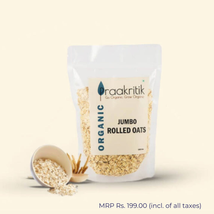 Organic Jumbo Rolled Oats | Crisp & Nutty Flavour | Nutrients Rich | 500 GM