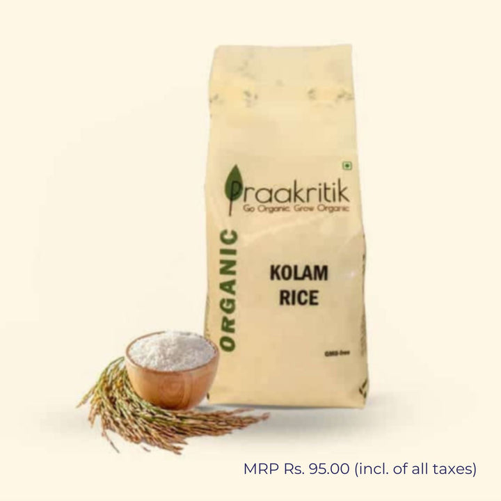 Organic Kolam Rice | Aromatic Tiny, Spongy & Effortlessly Eatable Rice | 500 GM