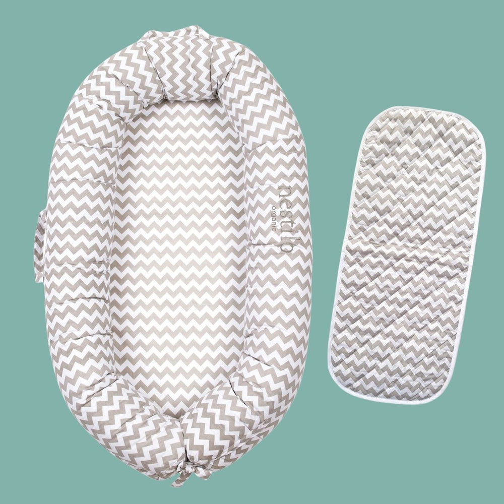 Printed Grey Chevron Mattress For Babies | Soft Cotton | Trusted for Babies