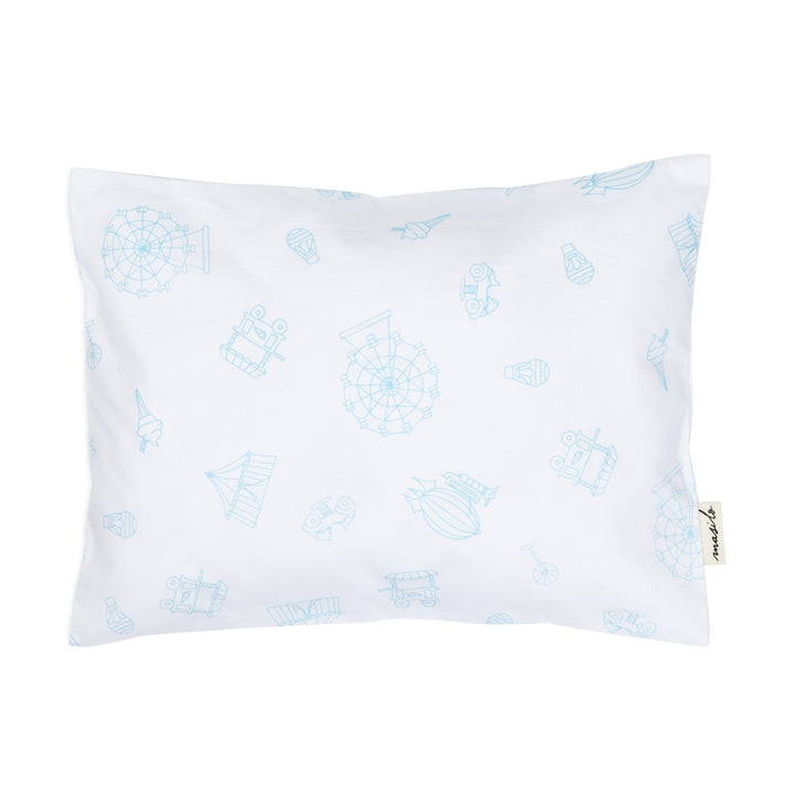 Printed Mini Cot Bedding Set For Babies | Cotton | Blue | Set Of 4