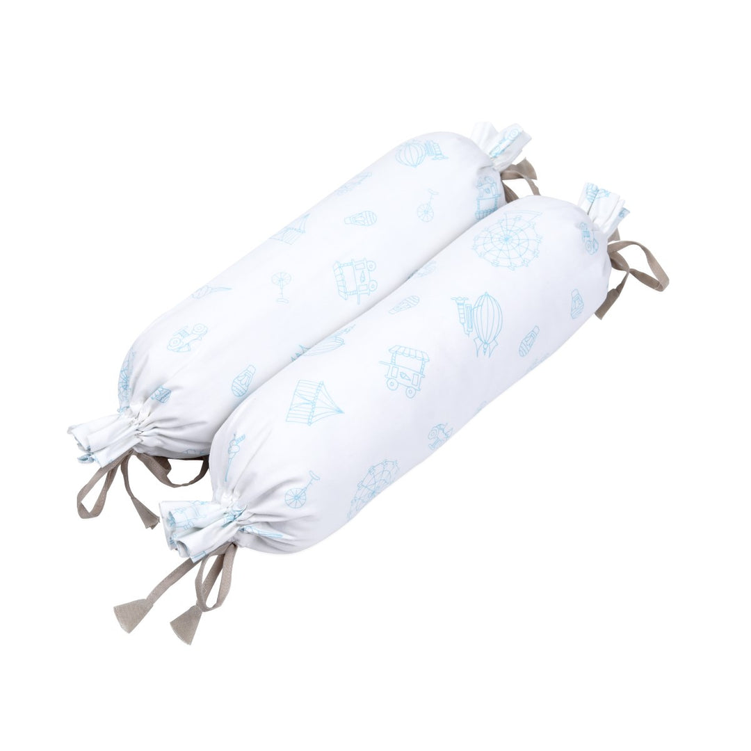 Printed Mini Cot Bedding Set For Babies | Cotton | Blue | Set Of 4