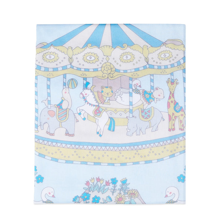 Printed Mini Cot Bedding Set For Babies | Cotton | Blue | Set Of 4