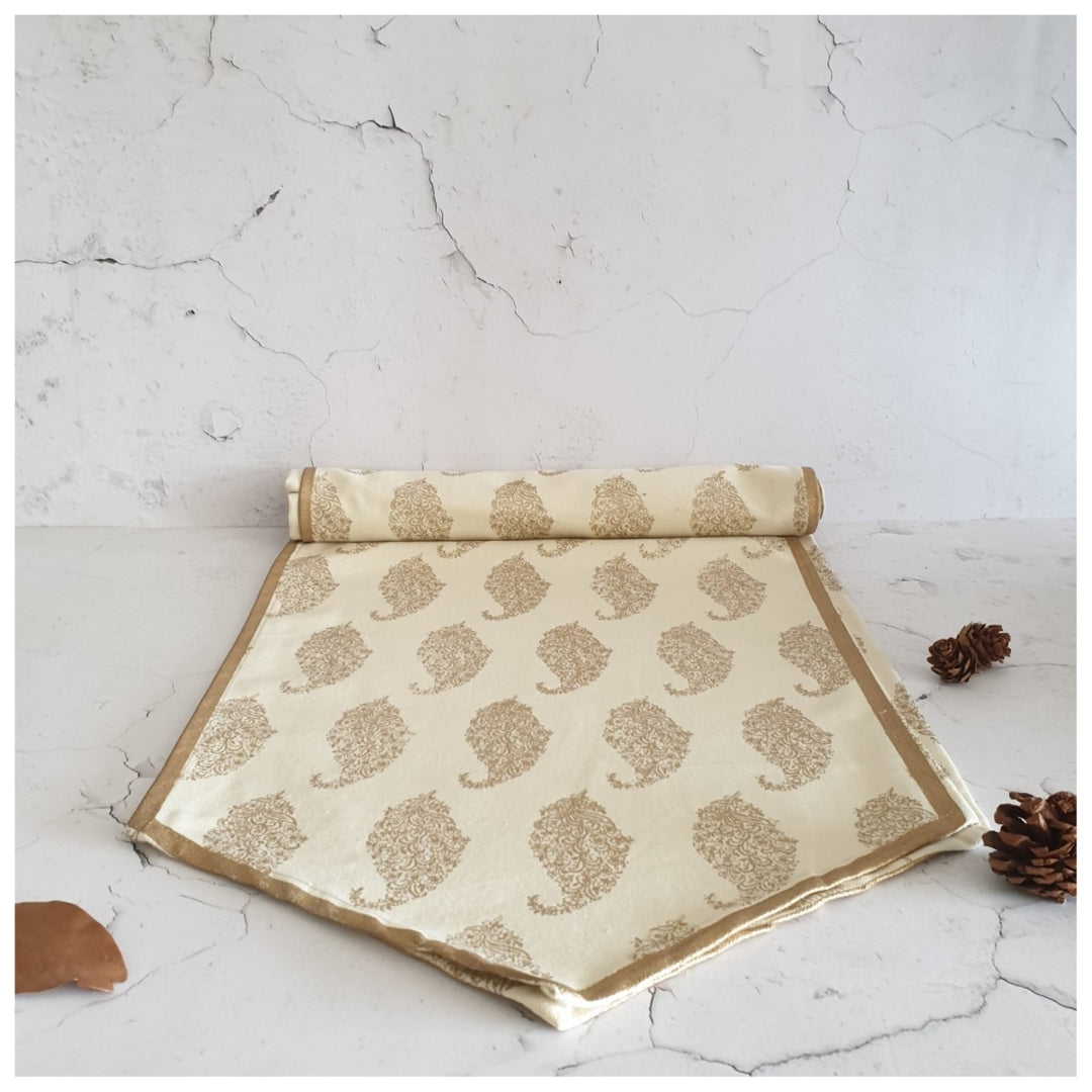 Golden Paisley Table Runner | Hand-crafted | Cotton | Festive Decor