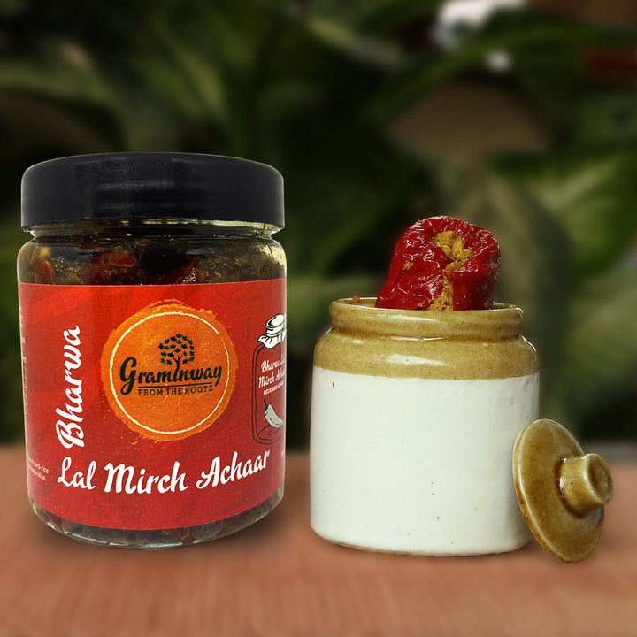 Bharwa Lal Mirch Achar | Slow & Sun-Dried Red Chilli Savoury Pickle | Bottle of 200 GM