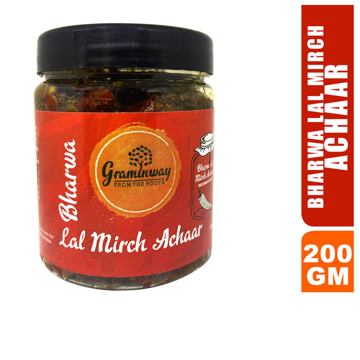 Bharwa Lal Mirch Achar | Slow & Sun-Dried Red Chilli Savoury Pickle | Bottle of 200 GM