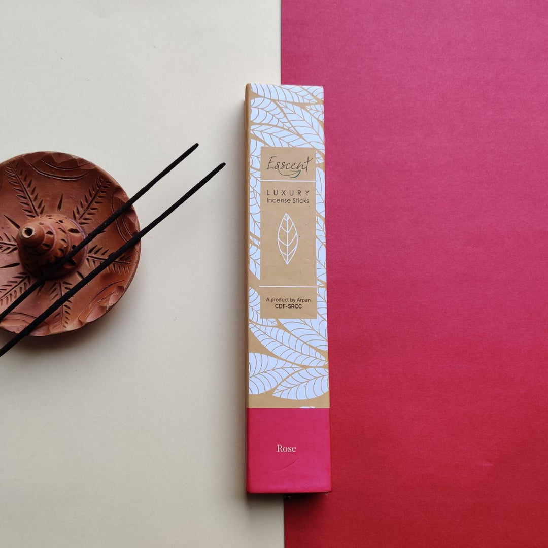 Rose Incense Stick, Hand-Rolled, No charcoal Fumes, Recycled Flowers, All Natural, Aromatic, Love Incense Sticks, Rose Aroma