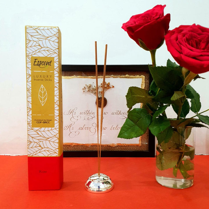 Rose Incense Stick, Hand-Rolled, No charcoal Fumes, Recycled Flowers, All Natural, Aromatic, Love Incense Sticks, Rose Aroma