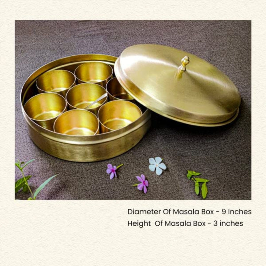 Round Plain Kitchen Spice Box / Masaledani | Brass | Hand-Crafted