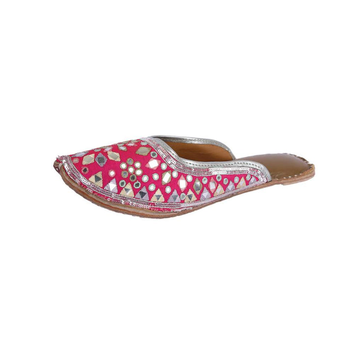 Ruby Pink Pink Mirror Embellished Mules | For Festivities And Wedding