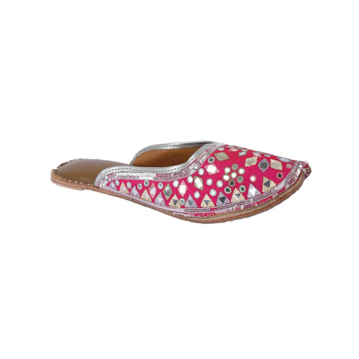 Ruby Pink Pink Mirror Embellished Mules | For Festivities And Wedding