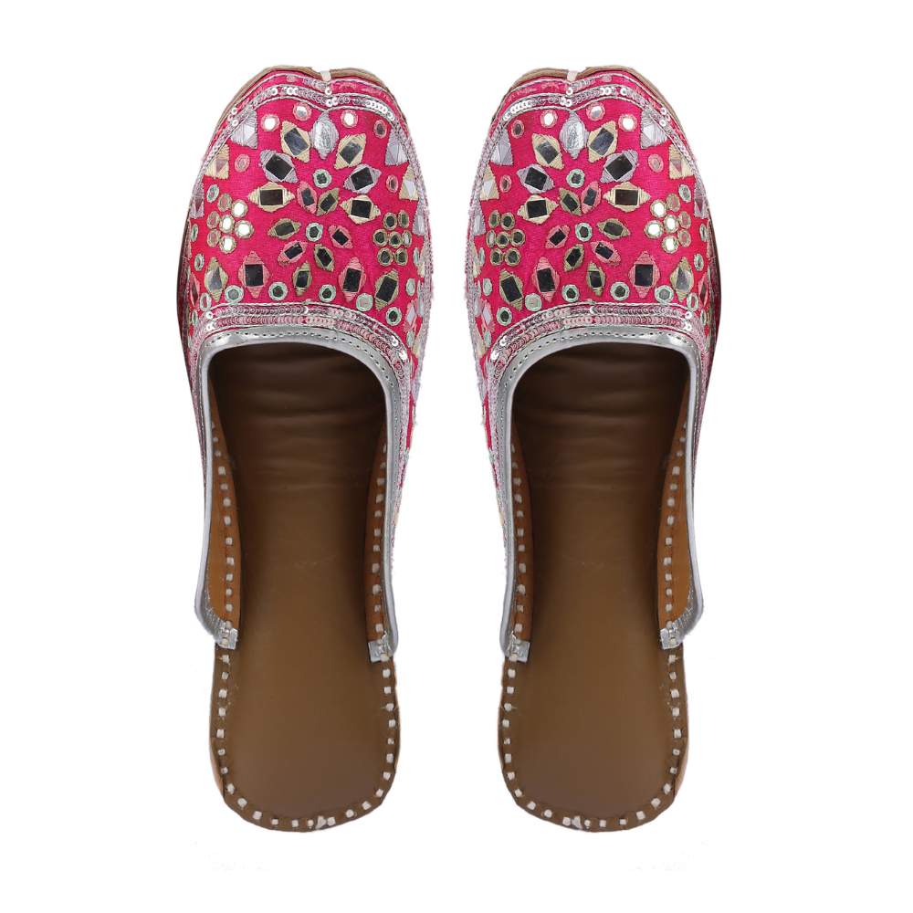 Ruby Pink Pink Mirror Embellished Mules | For Festivities And Wedding