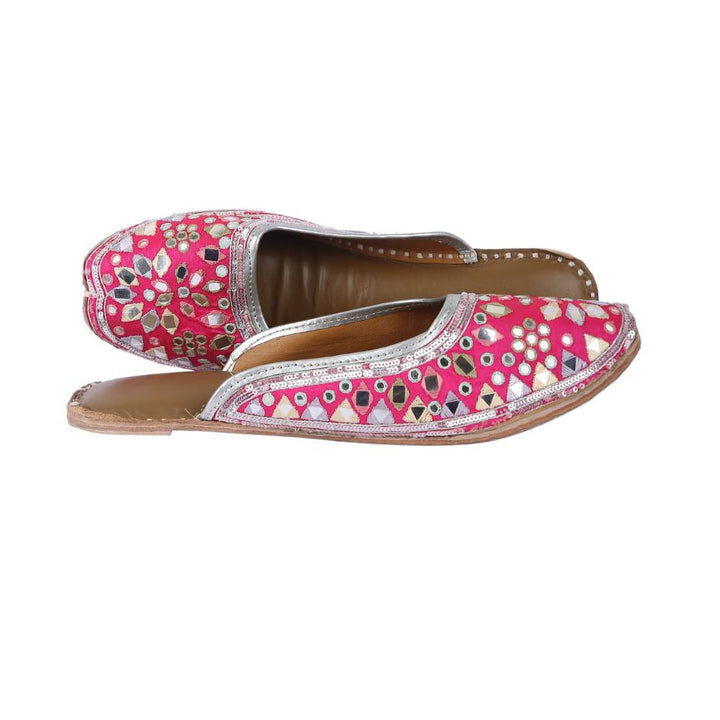 Ruby Pink Pink Mirror Embellished Mules | Hand Made For Festivities And Wedding