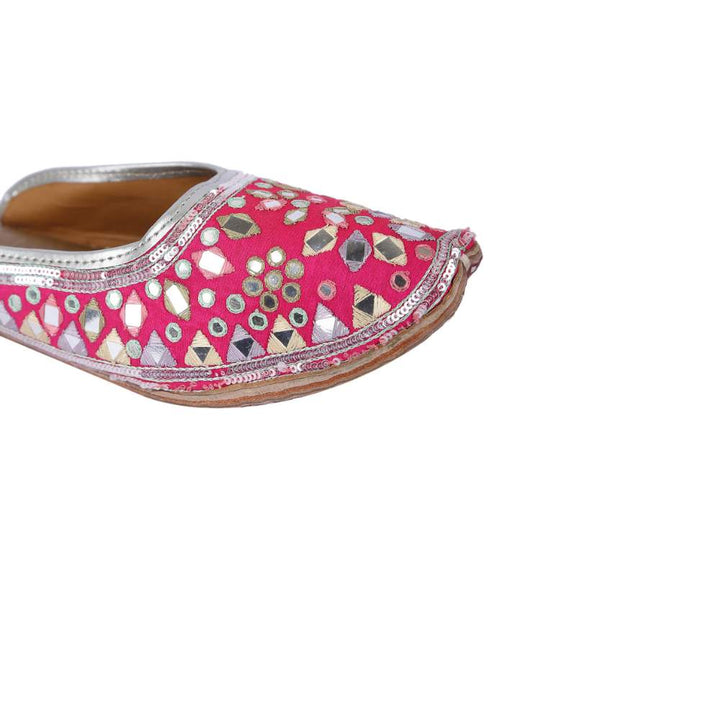 Ruby Pink Pink Mirror Embellished Mules | Hand Made For Festivities And Wedding