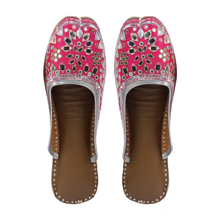 Ruby Pink Pink Mirror Embellished Mules | Hand Made For Festivities And Wedding