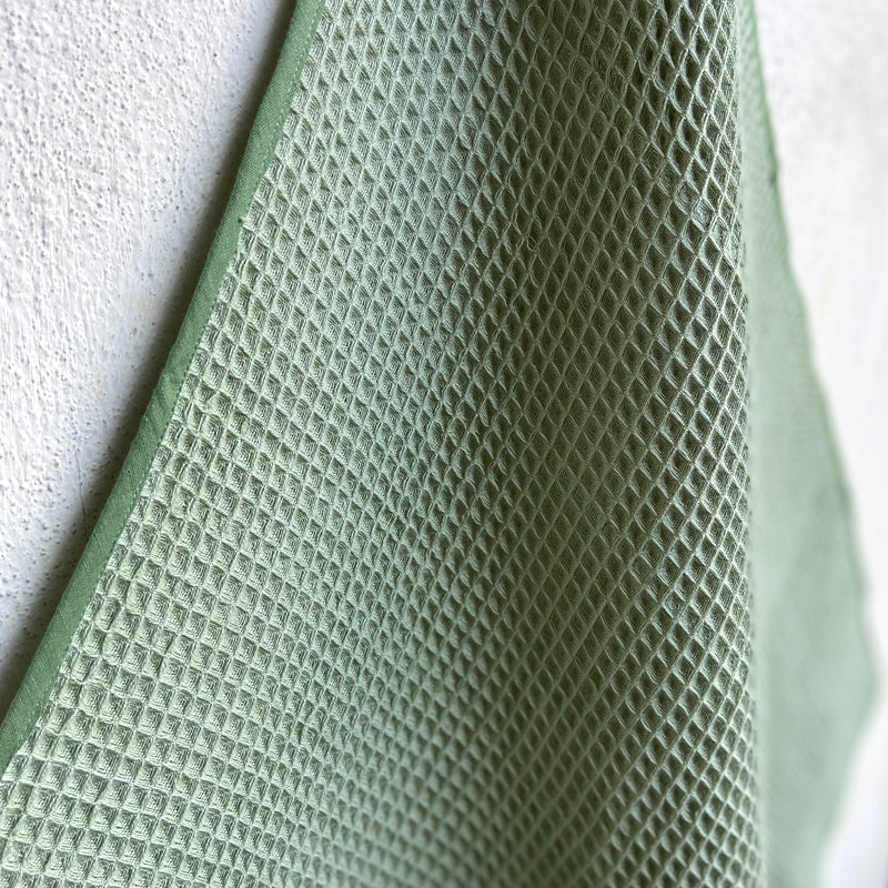 Sage Green Waffle Weave Bath Towel For Kids | Cotton | Set of 3