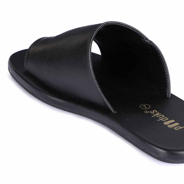 Comfy Black Eco-Friendly Men Flats | Cloak Vegan Leather Slides