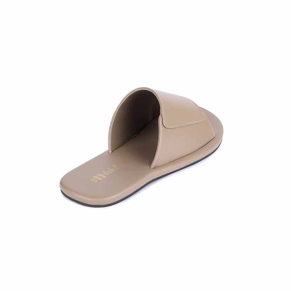 Consciously Designed Cloak Vegan Leather Slides | Beige Flats For Men