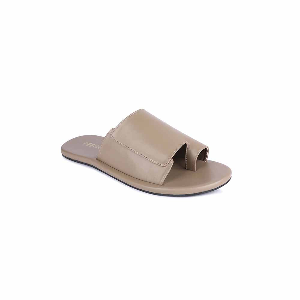 Consciously Designed Cloak Vegan Leather Slides | Beige Flats For Men