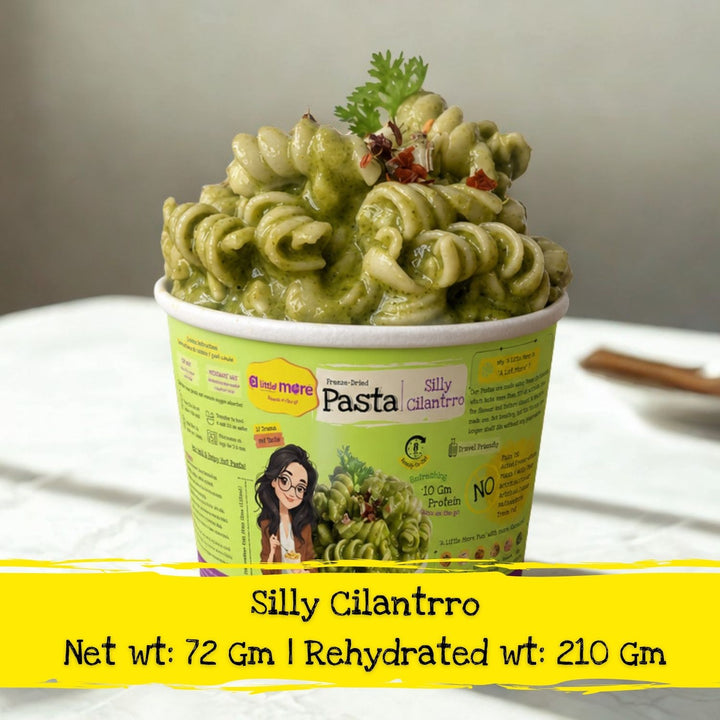 Silly Cilantrro Instant Pasta | Freeze Dried-Ready To Eat Food | Travel Friendly | 215 GM