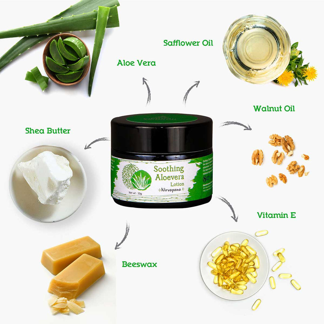 Aloevera Lotion | Calming and Restorative | All Skin | Multi-Usage- Primer, Lip Mask , Night Cream, Eye Cream | 30 GM 