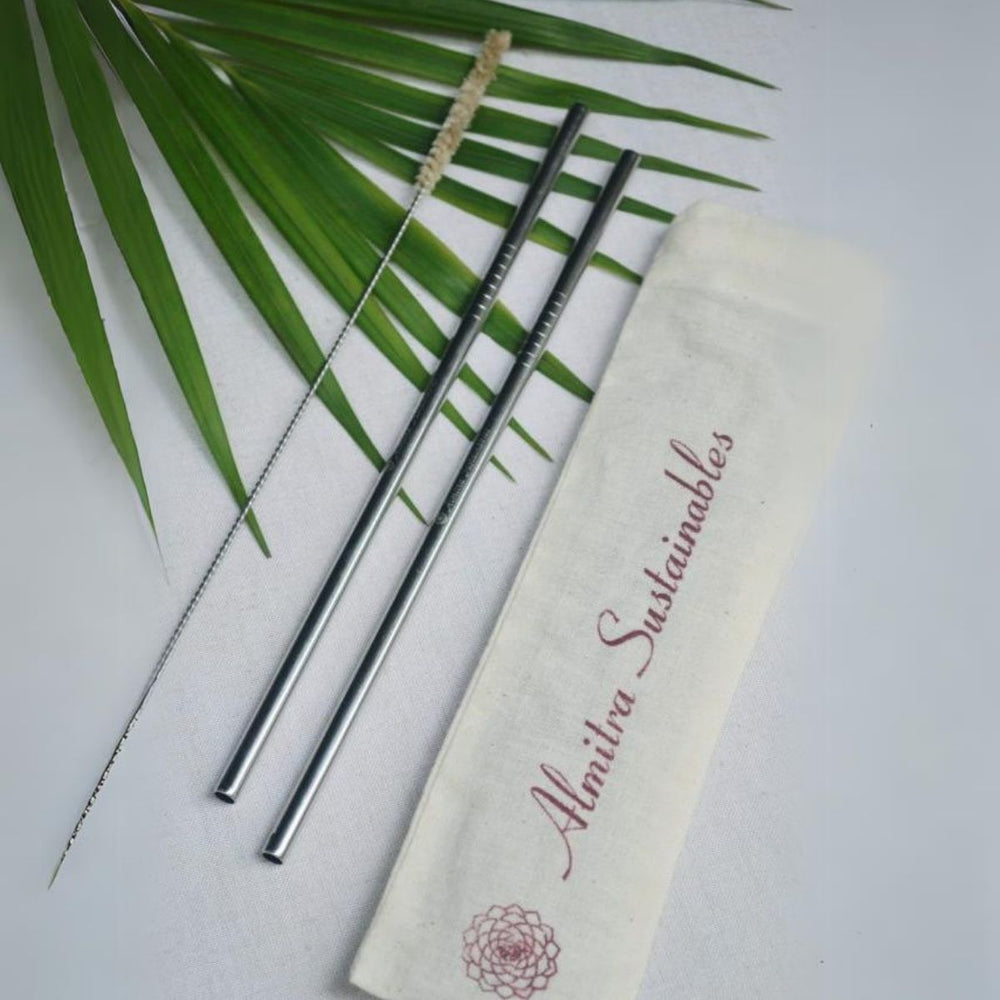 Stainless Steel Straws Straight | Pack Of 2 | With Straw Cleaner | Easy Clean