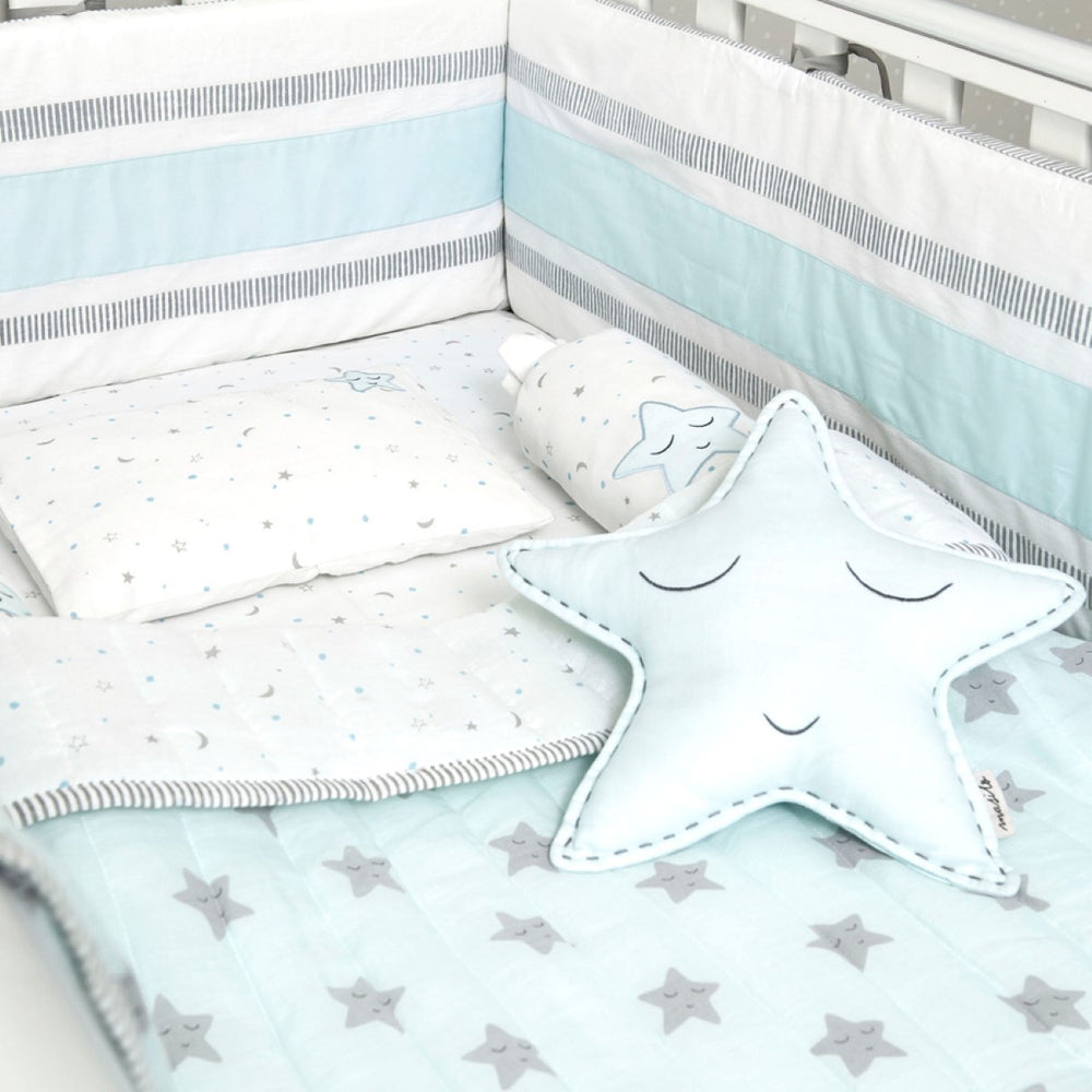 Star Light Blue Dohar Bedding Set For Babies | Cotton | Set Of 6