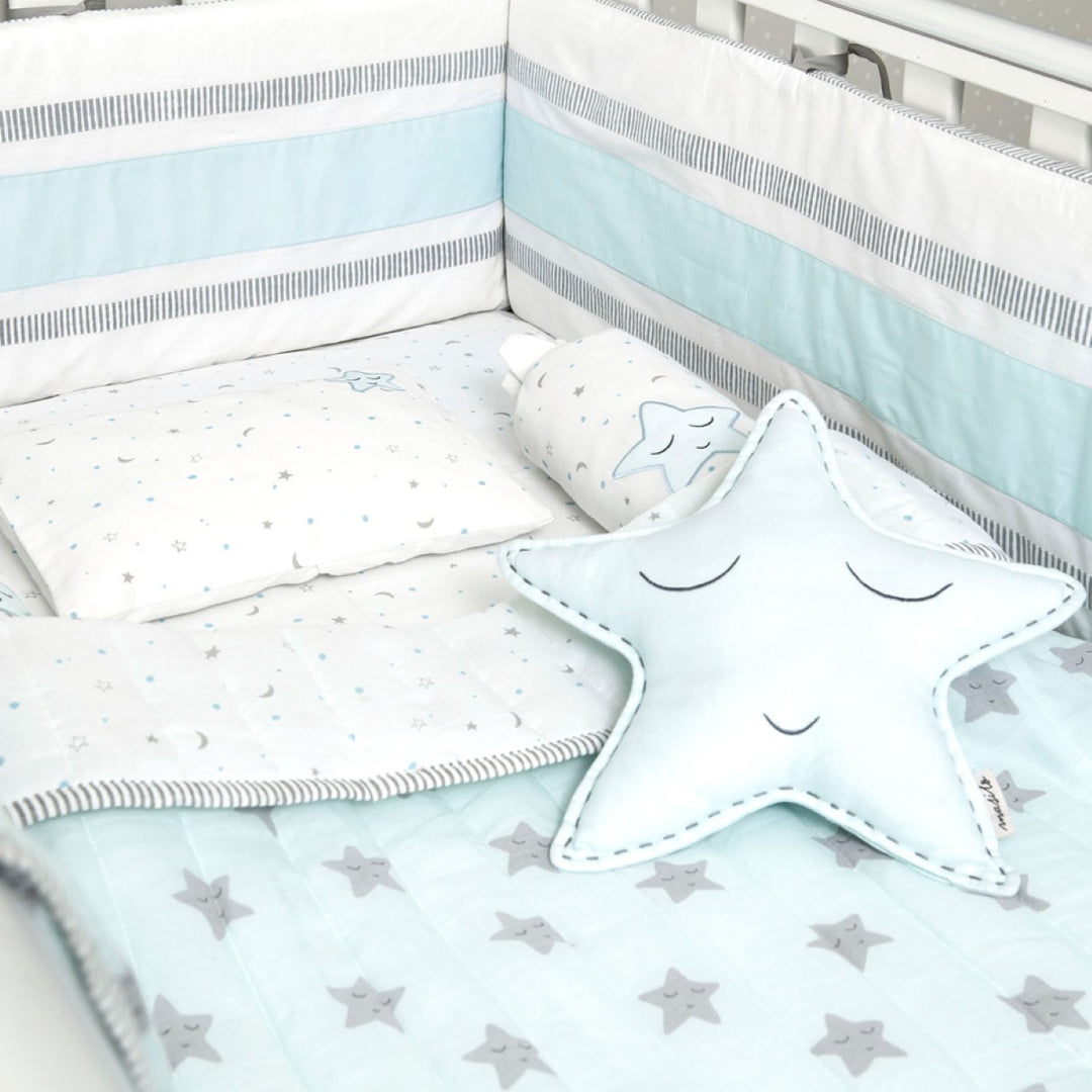 Star Light Blue Dohar Bedding Set For Babies | Cotton | Set Of 6