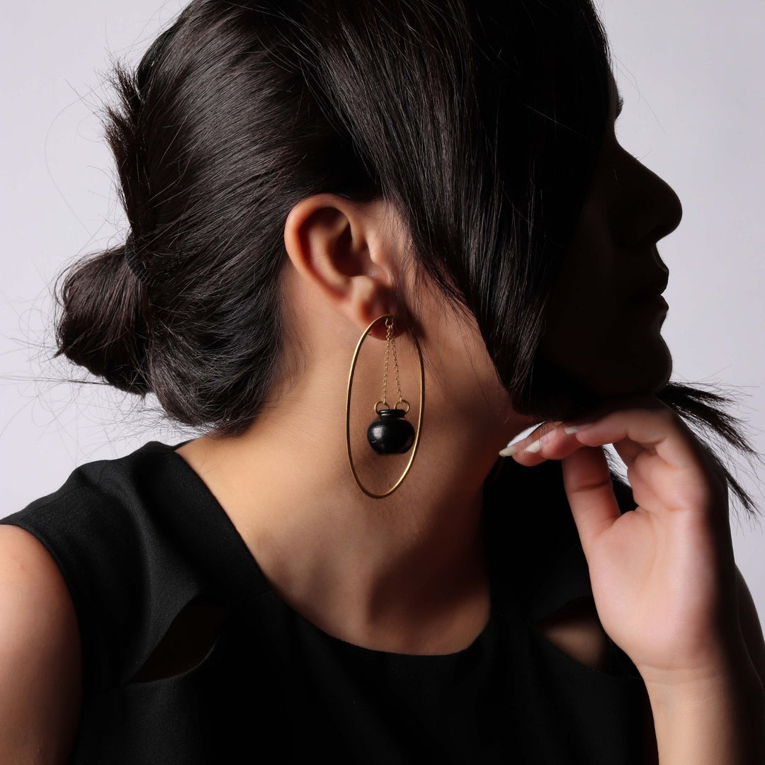 Statement Handi Earring | 22 Kt Gold Plated Brass | Artistically Unique Design