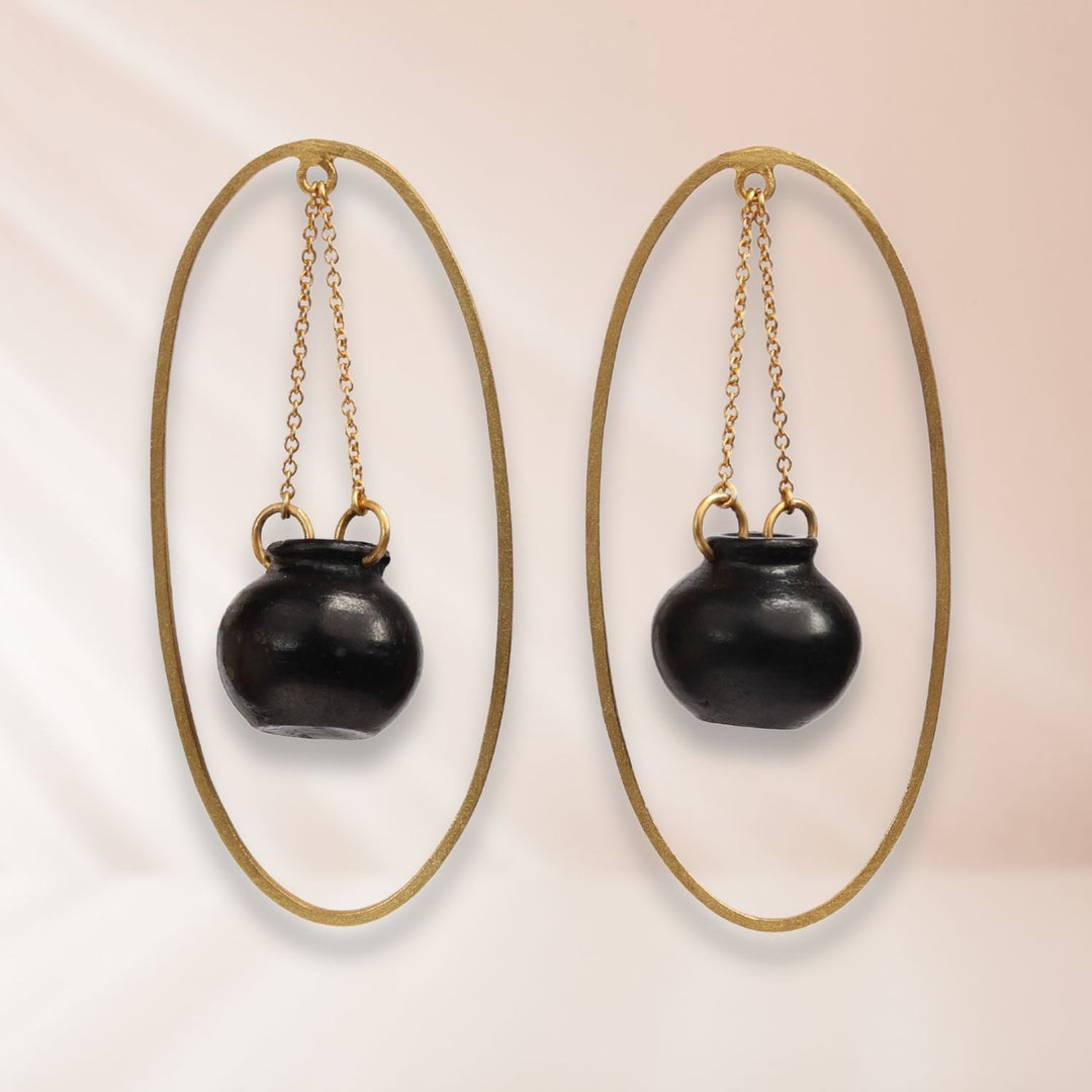 Statement Handi Earring | 22 Kt Gold Plated Brass | Artistically Unique Design