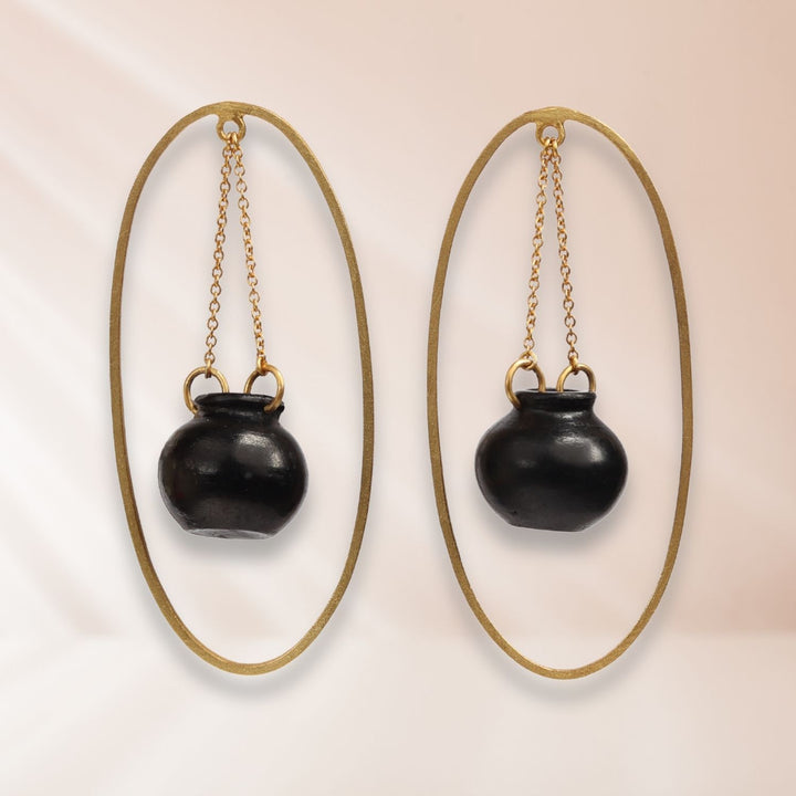 Statement Handi Earring | 22 Kt Gold Plated Brass | Artistically Unique Design