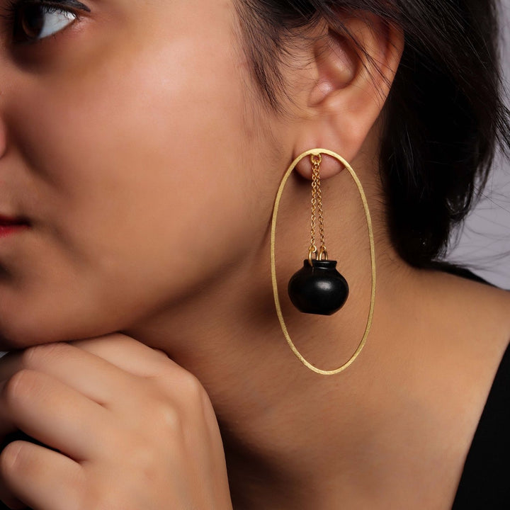 Statement Handi Earring | 22 Kt Gold Plated Brass | Artistically Unique Design