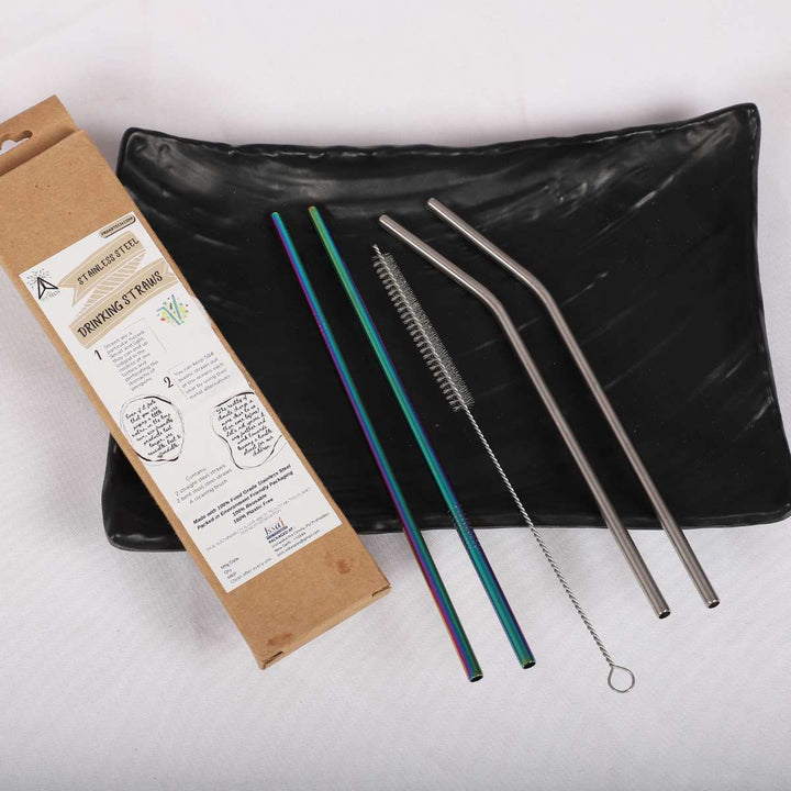 Straight  & Bent Stainless Steel Straws With Straw Cleaner, Eco-Friendly, Combo of straw nd cleaner, sustainable option, Eco-friendly straw