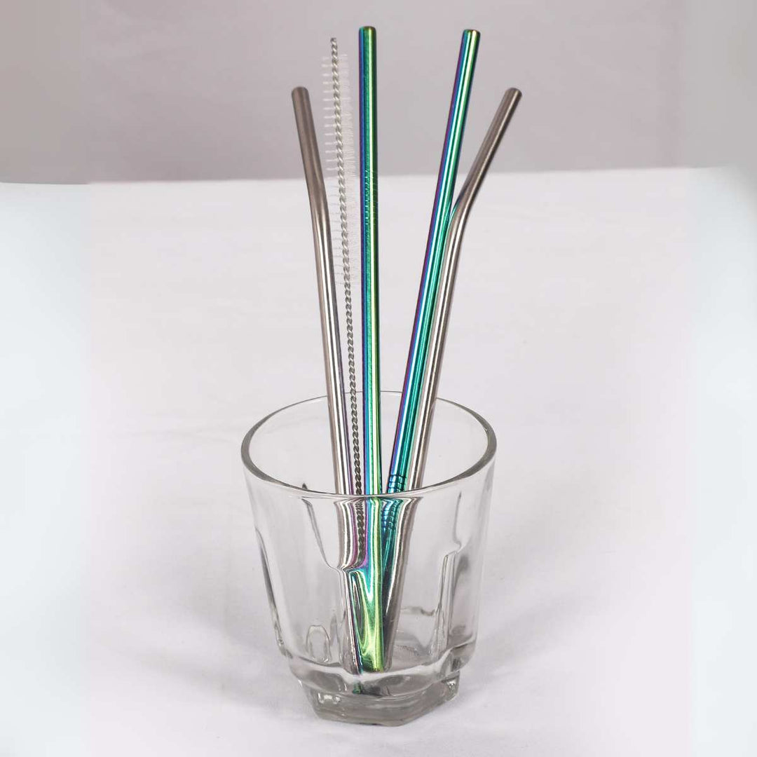 Straight  & Bent Stainless Steel Straws With Straw Cleaner, Eco-Friendly, Combo of straw nd cleaner, sustainable option, Eco-friendly straw