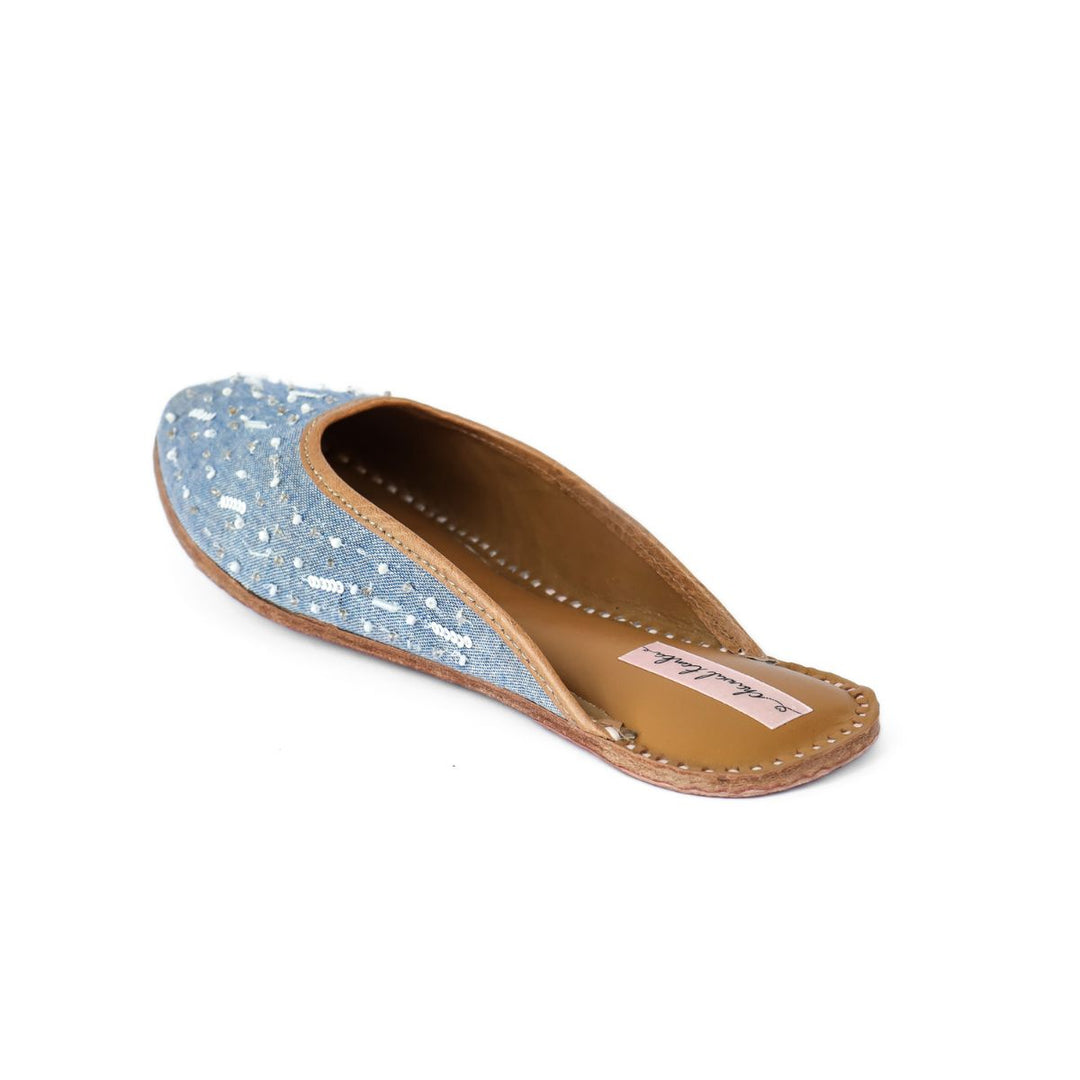 Steel Blue Women Jutti | Bead Embellished | Festive & Wedding Apt