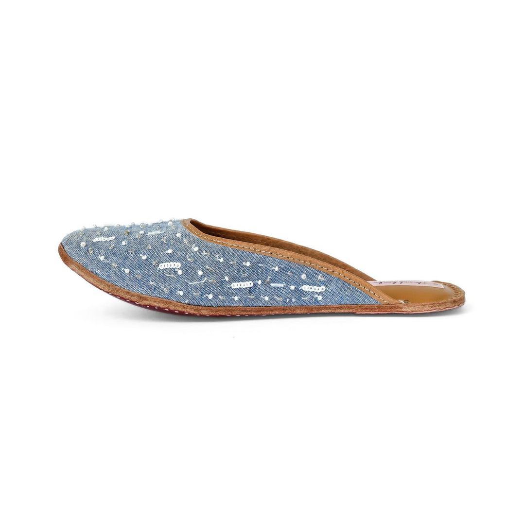 Steel Blue Women Jutti | Bead Embellished | Festive & Wedding Apt