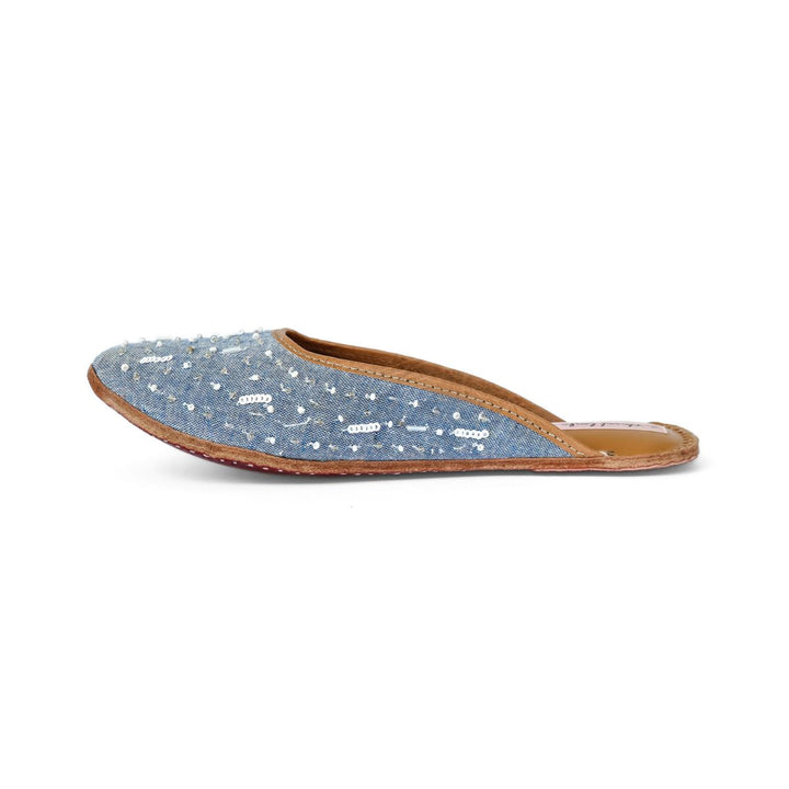Steel Blue Women Jutti | Bead Embellished | Festive & Wedding Apt