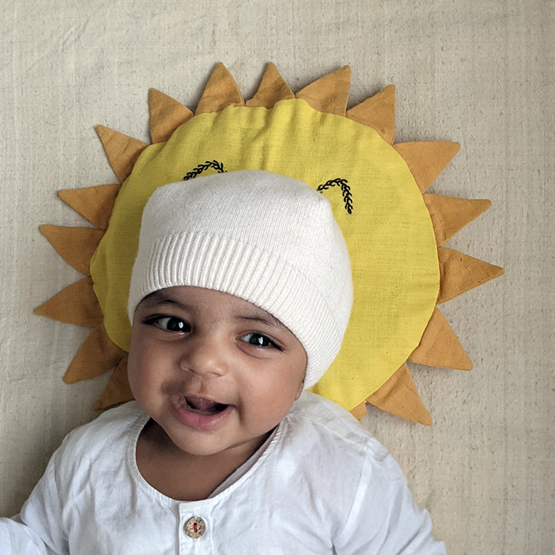 Sun Shape Pillow And Maracas Toy | Hand-Crafted | Newborn Baby Gift Set